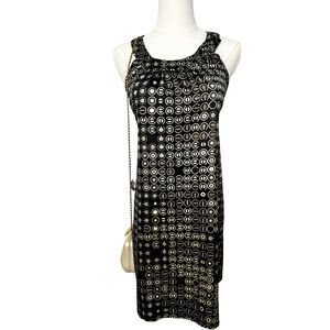 BCBG Max Azria Black and Gold Patterned Dress